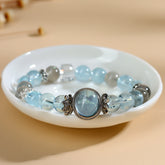 Natural Crystal Aquamarine Magic Box Gray Moonlight Bracelet - Healing & Energy